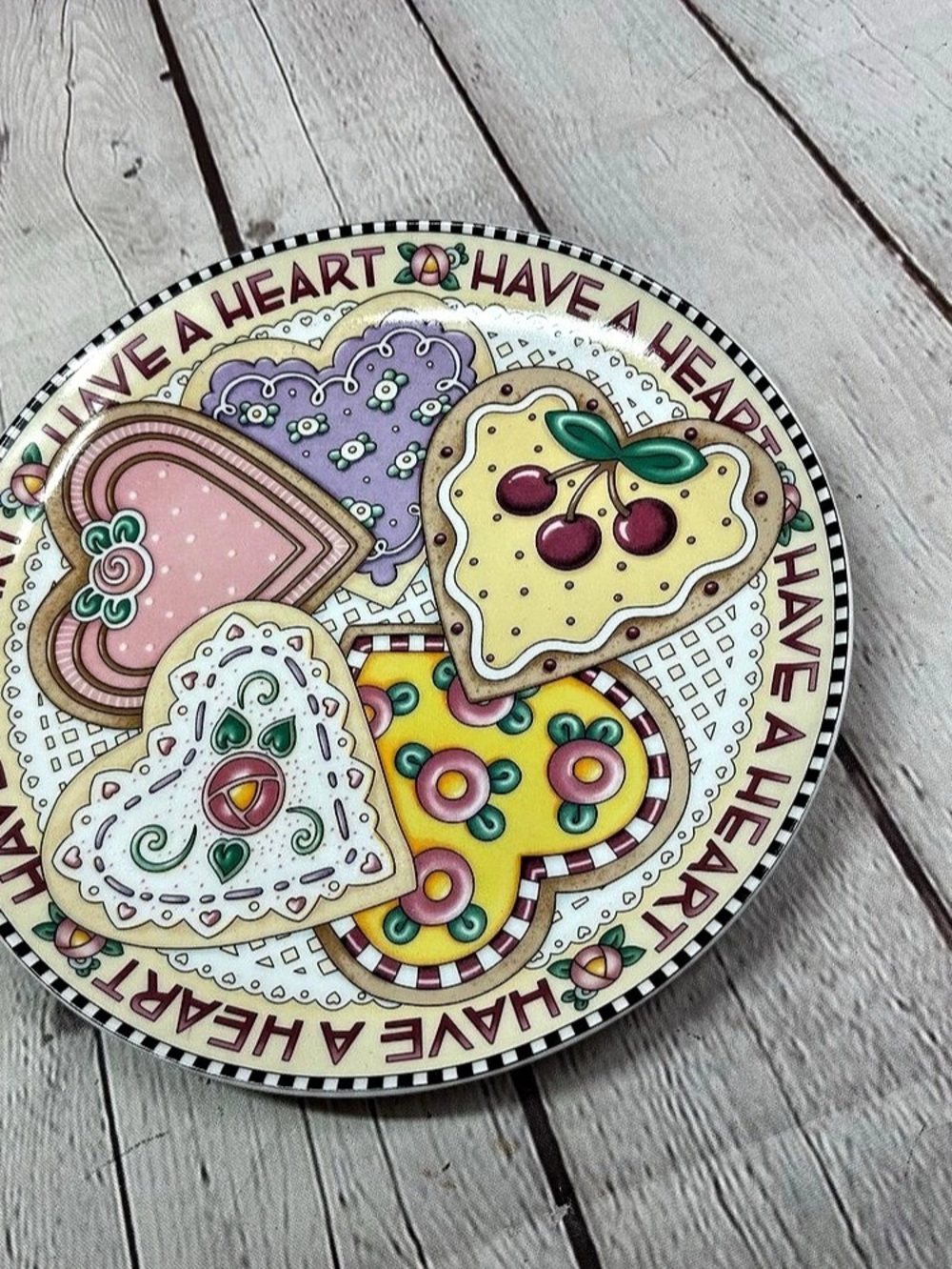 Mary Engelbreit Have a Heart Cookie Plate Multicolor & Pink